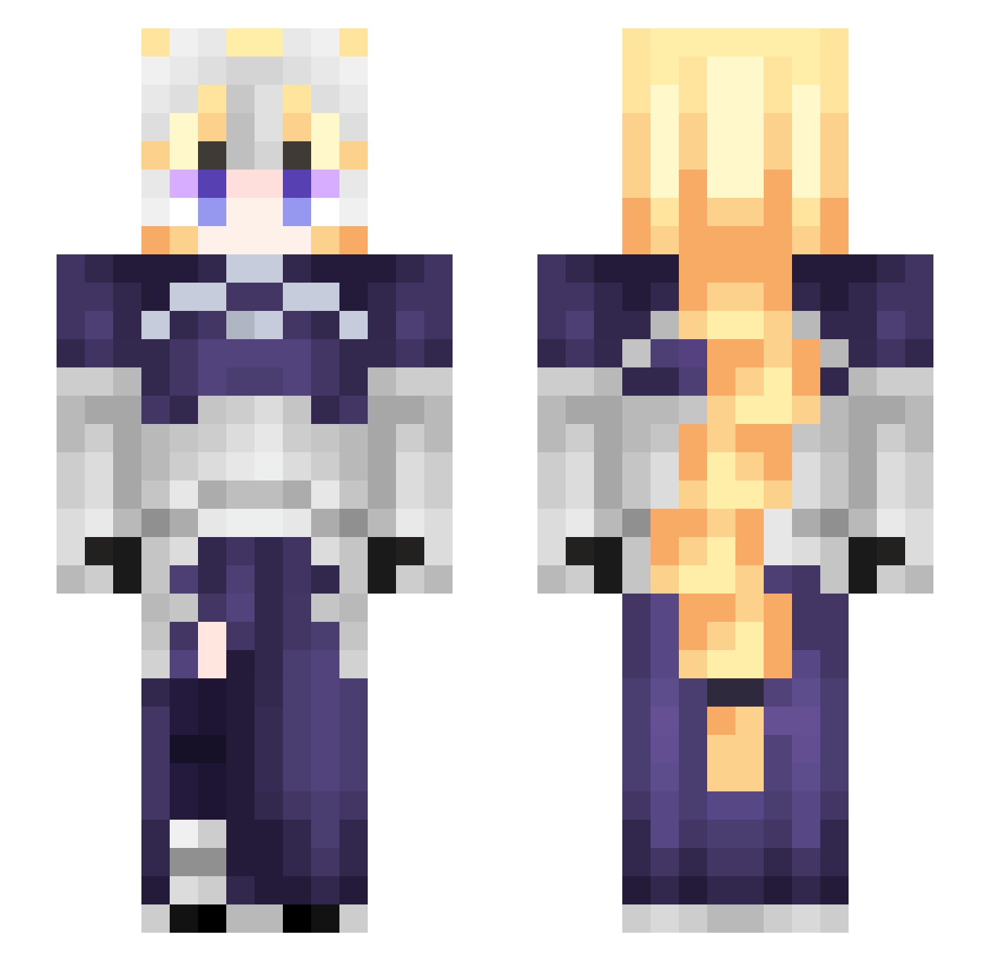 xcbv Minecraft skin, front and back view