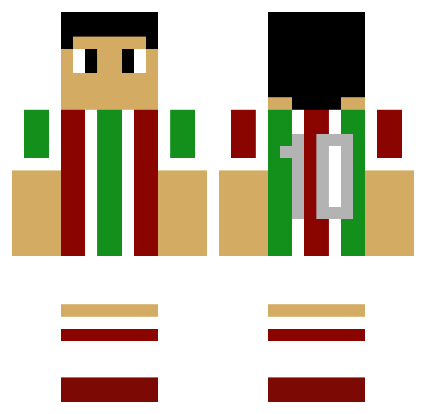 IzKaio Minecraft skin, front and back view