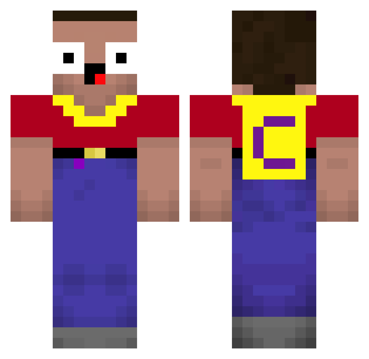 DavidMz Minecraft skin, front and back view
