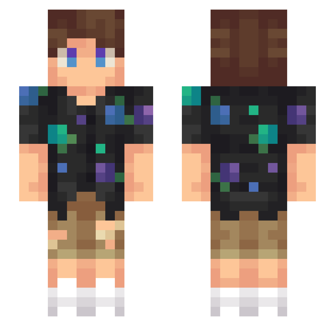 MrCrink Minecraft skin, front and back view