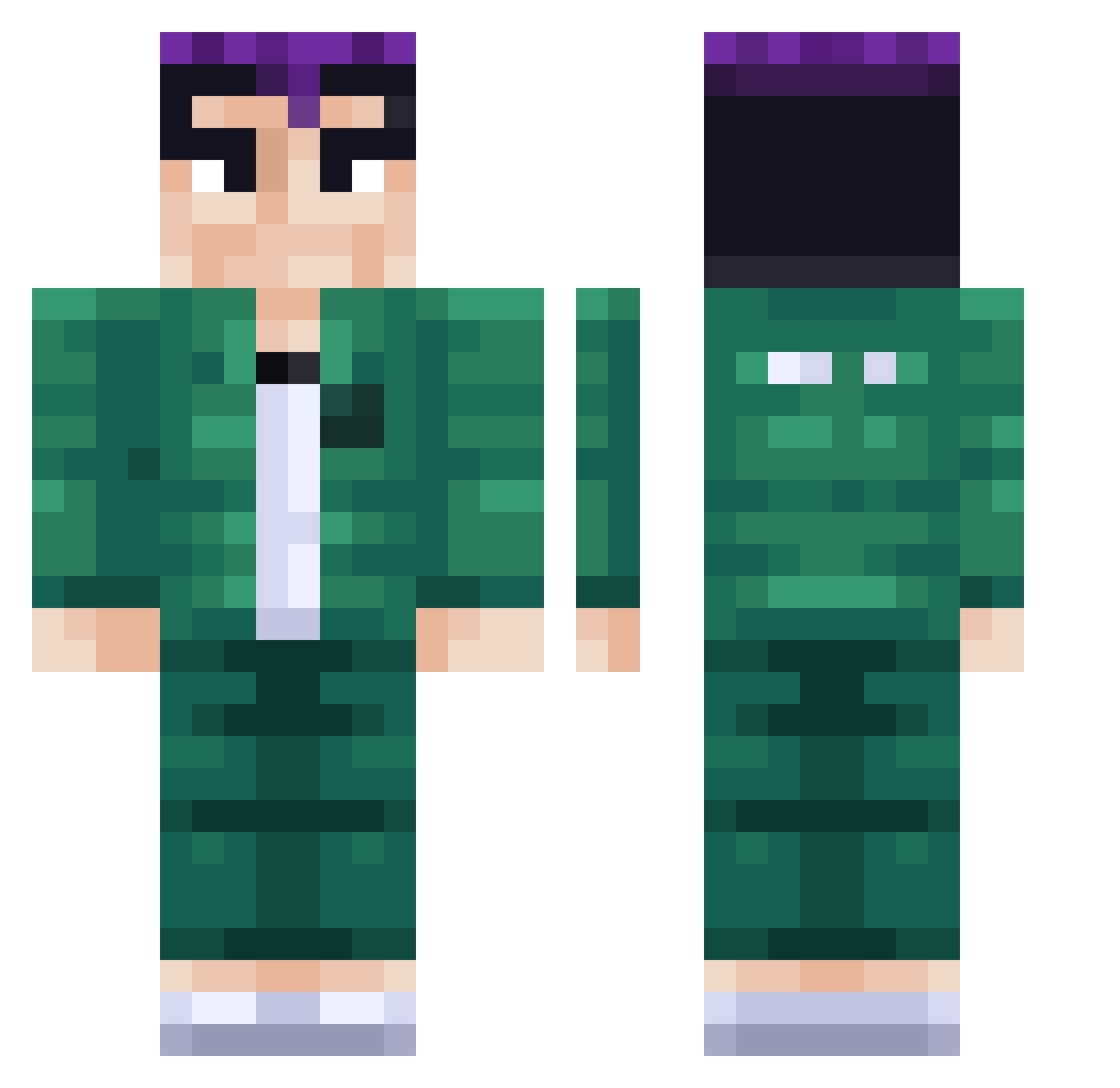 Yagayeett Minecraft skin, front and back view