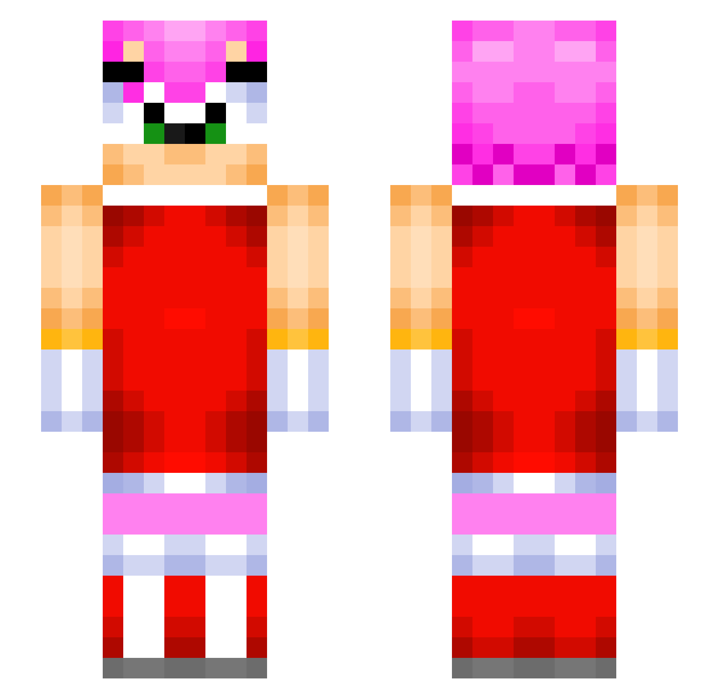 bunnyvision Minecraft skin, front and back view