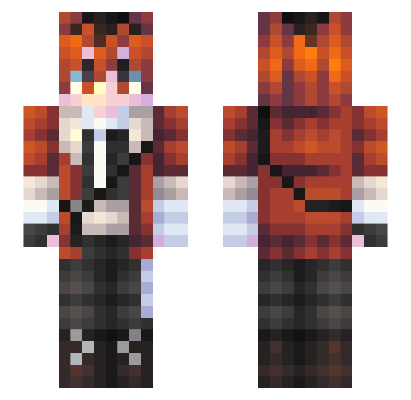 Idekay Minecraft skin, front and back view