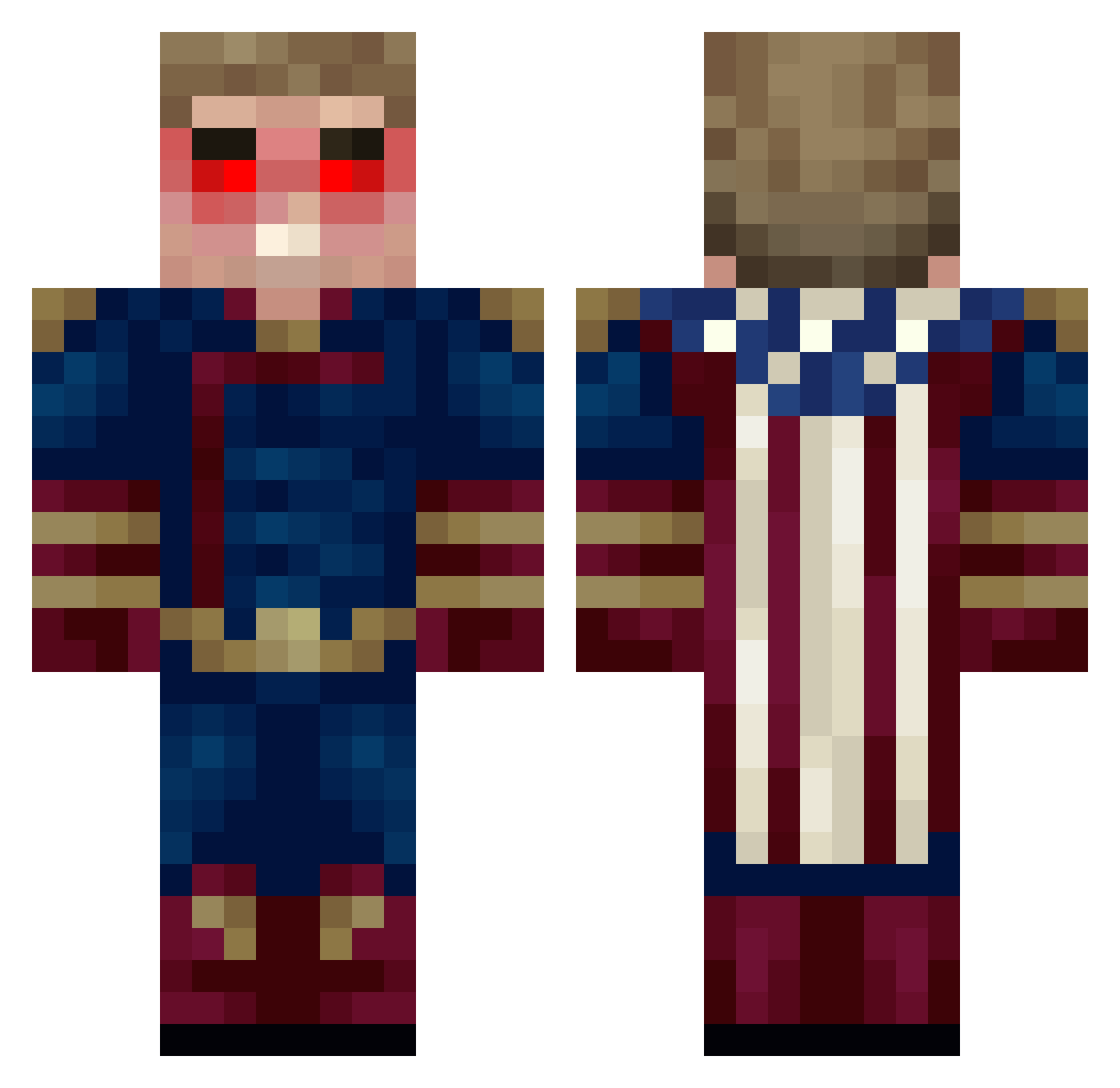 bubran Minecraft skin, front and back view