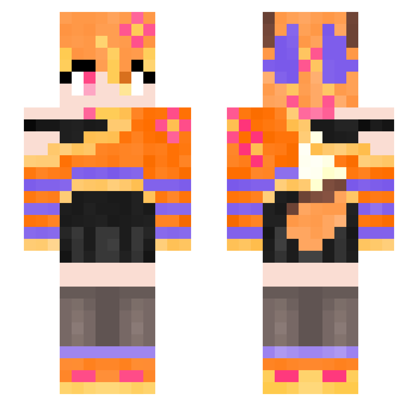 MisetaFlubba Minecraft skin, front and back view