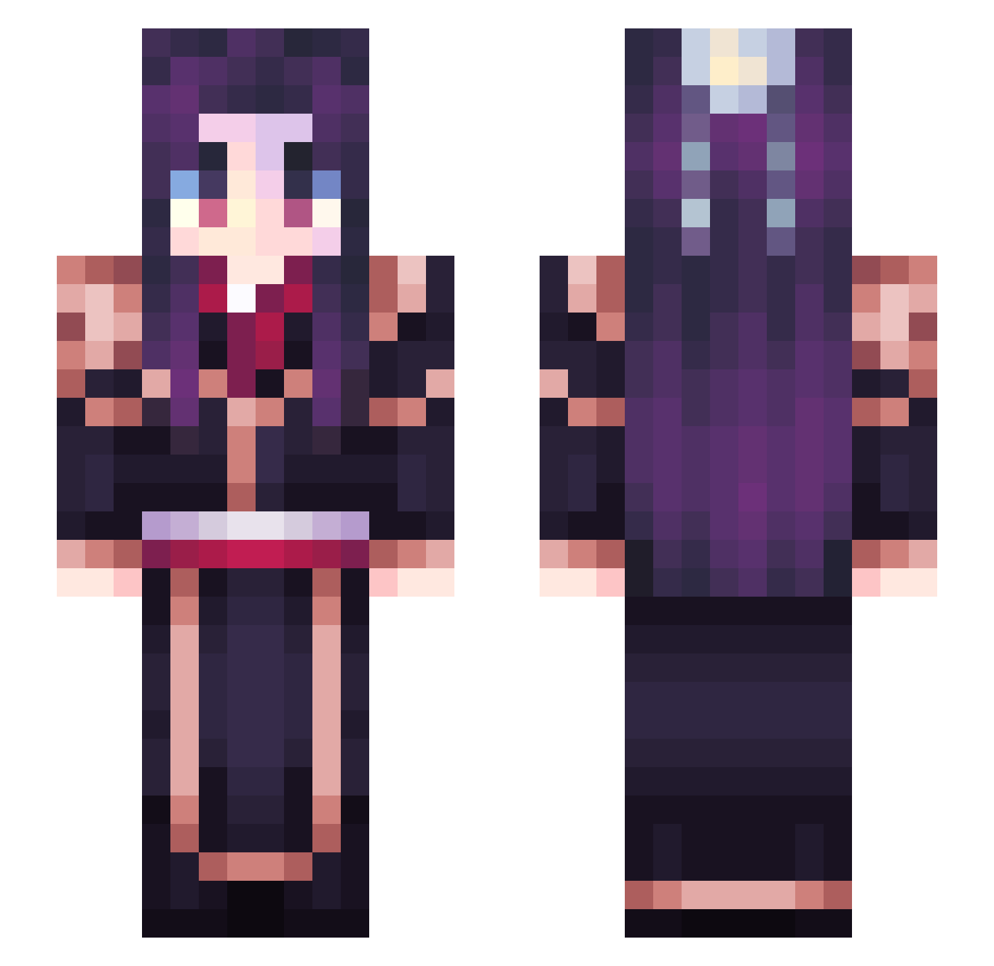 N1shik0 Minecraft skin, front and back view
