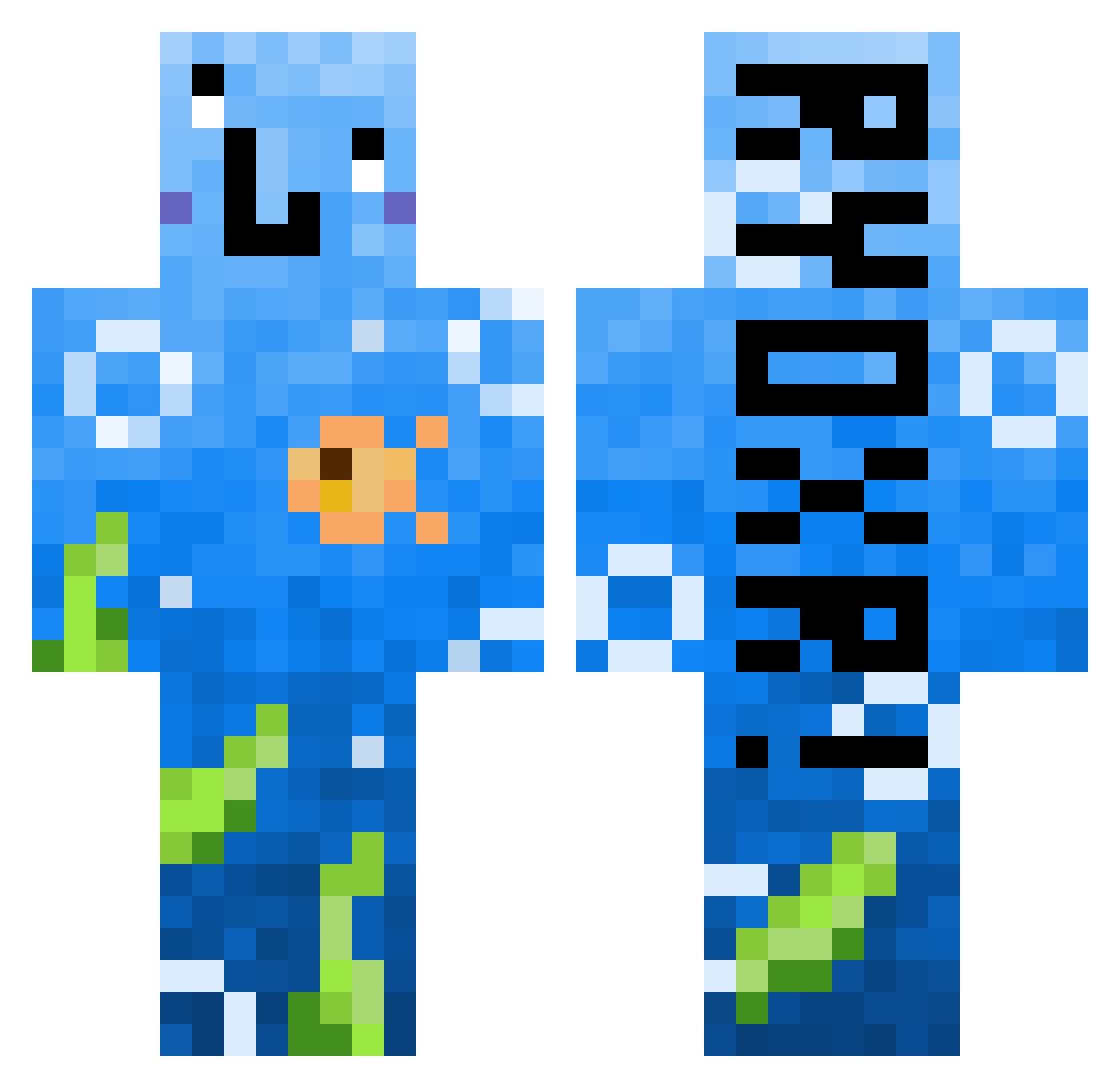 Ryoxr Minecraft skin, front and back view