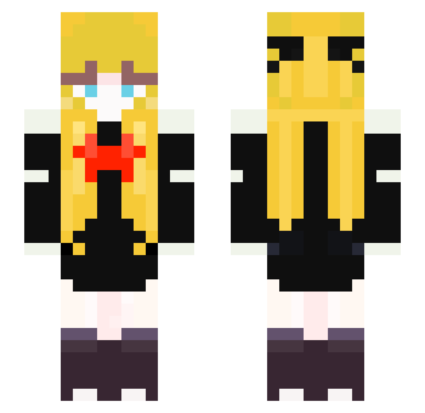 QIsama Minecraft skin, front and back view