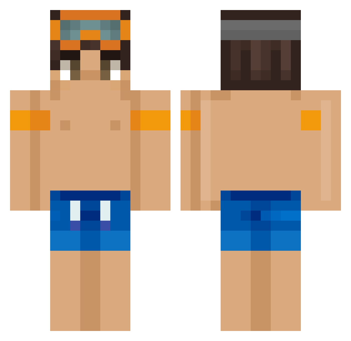 Swim Minecraft skin, front and back view