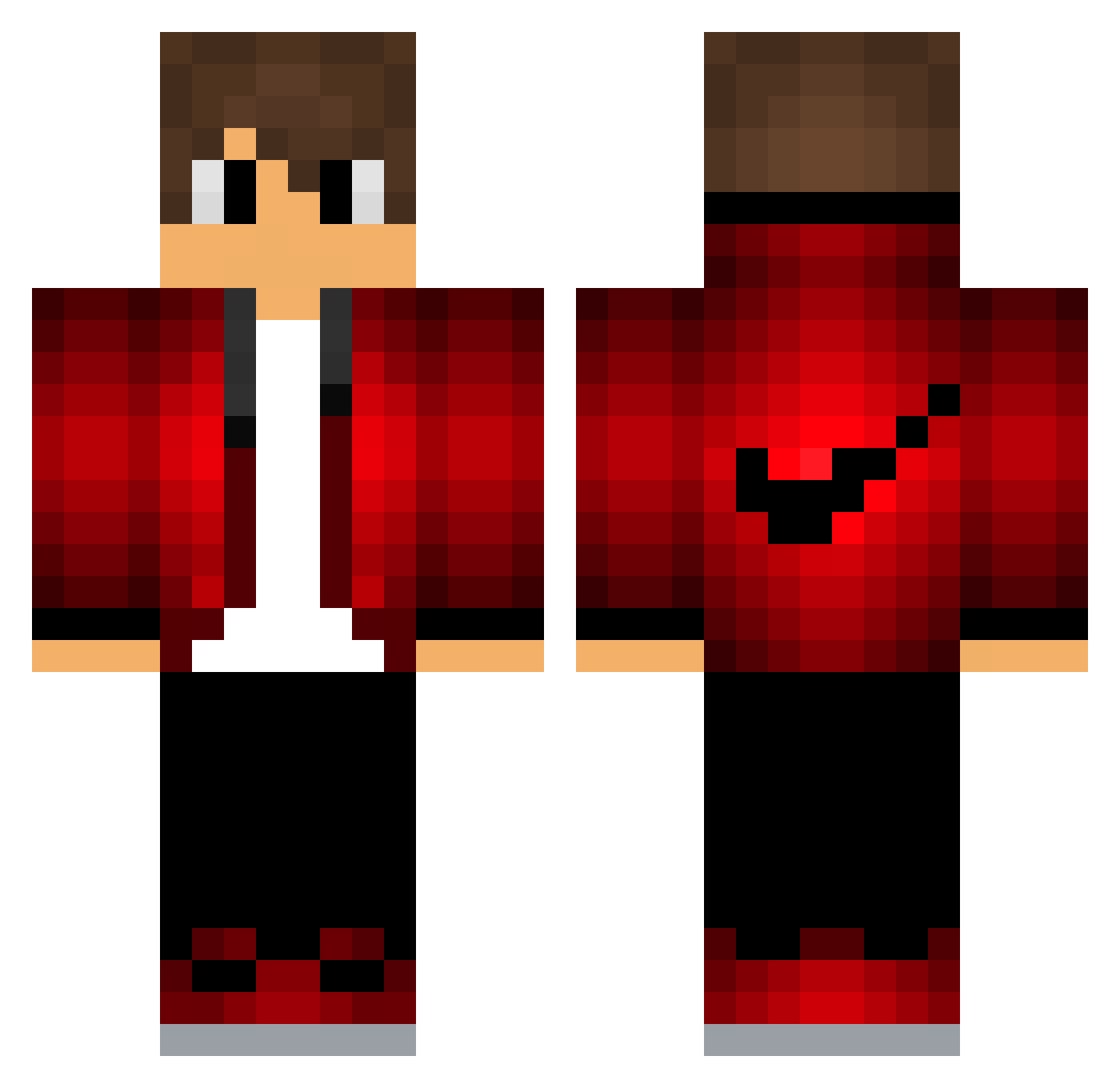 ItsNotFair Minecraft skin, front and back view