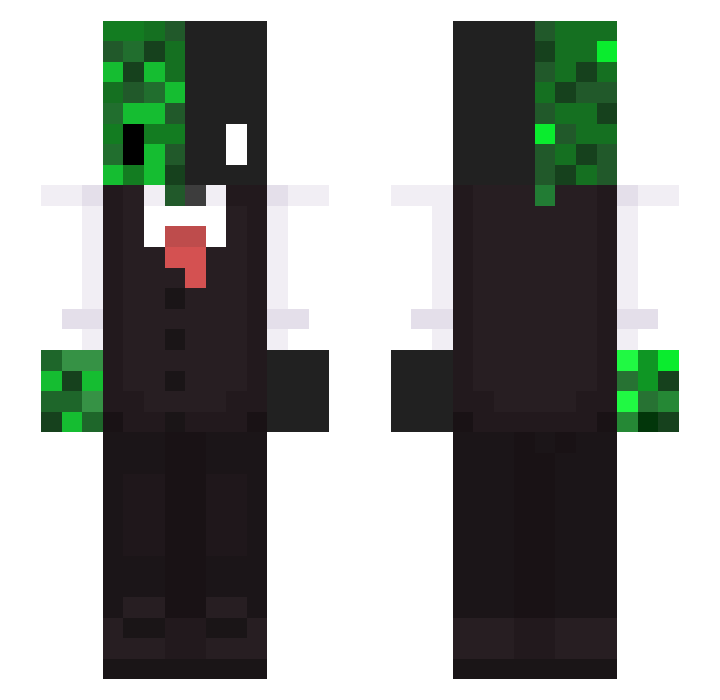 Picklechi Minecraft skin, front and back view