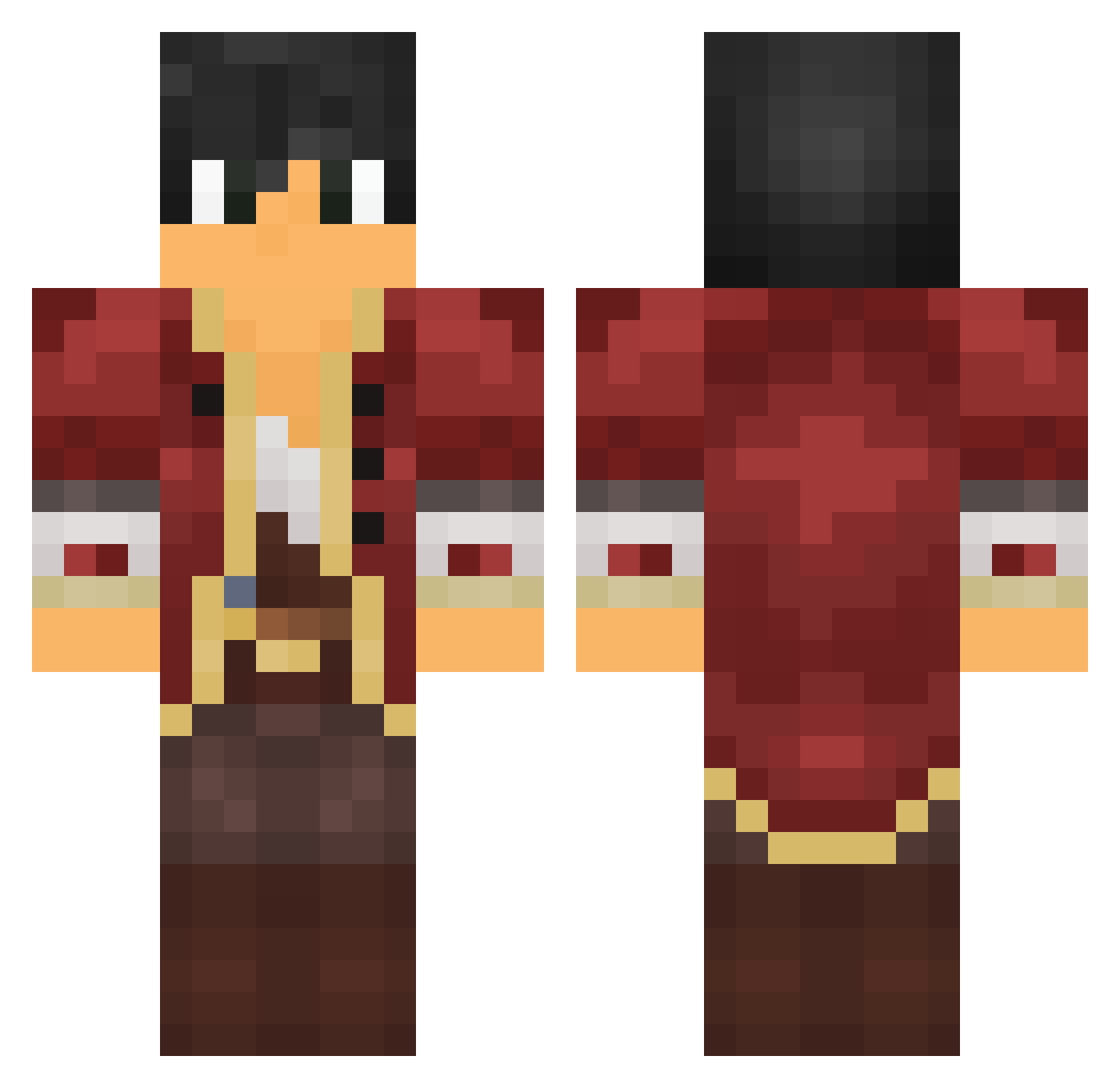 Houndbark Minecraft skin, front and back view