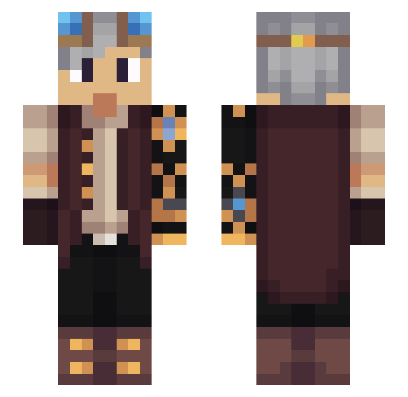 Castorizzando Minecraft skin, front and back view