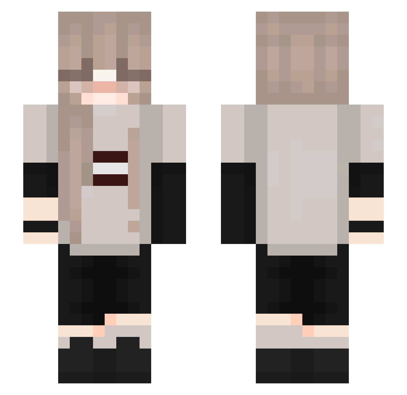 Fladdermouse Minecraft skin, front and back view