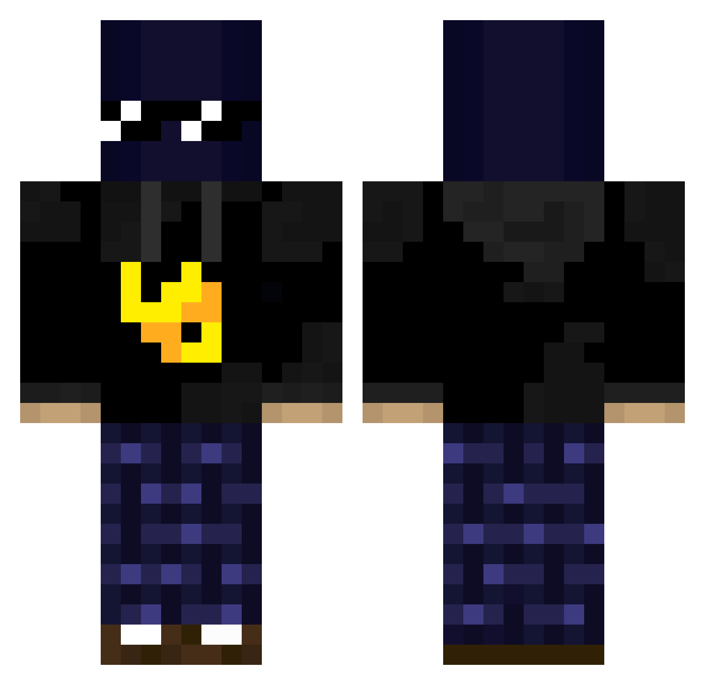 ZippyBoii Minecraft skin, front and back view