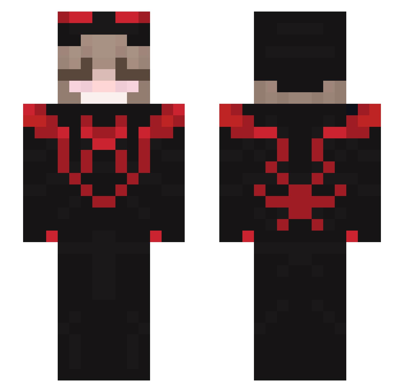 bkcpvp Minecraft skin, front and back view