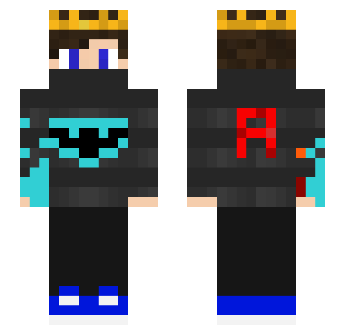 MegaDex Minecraft skin, front and back view