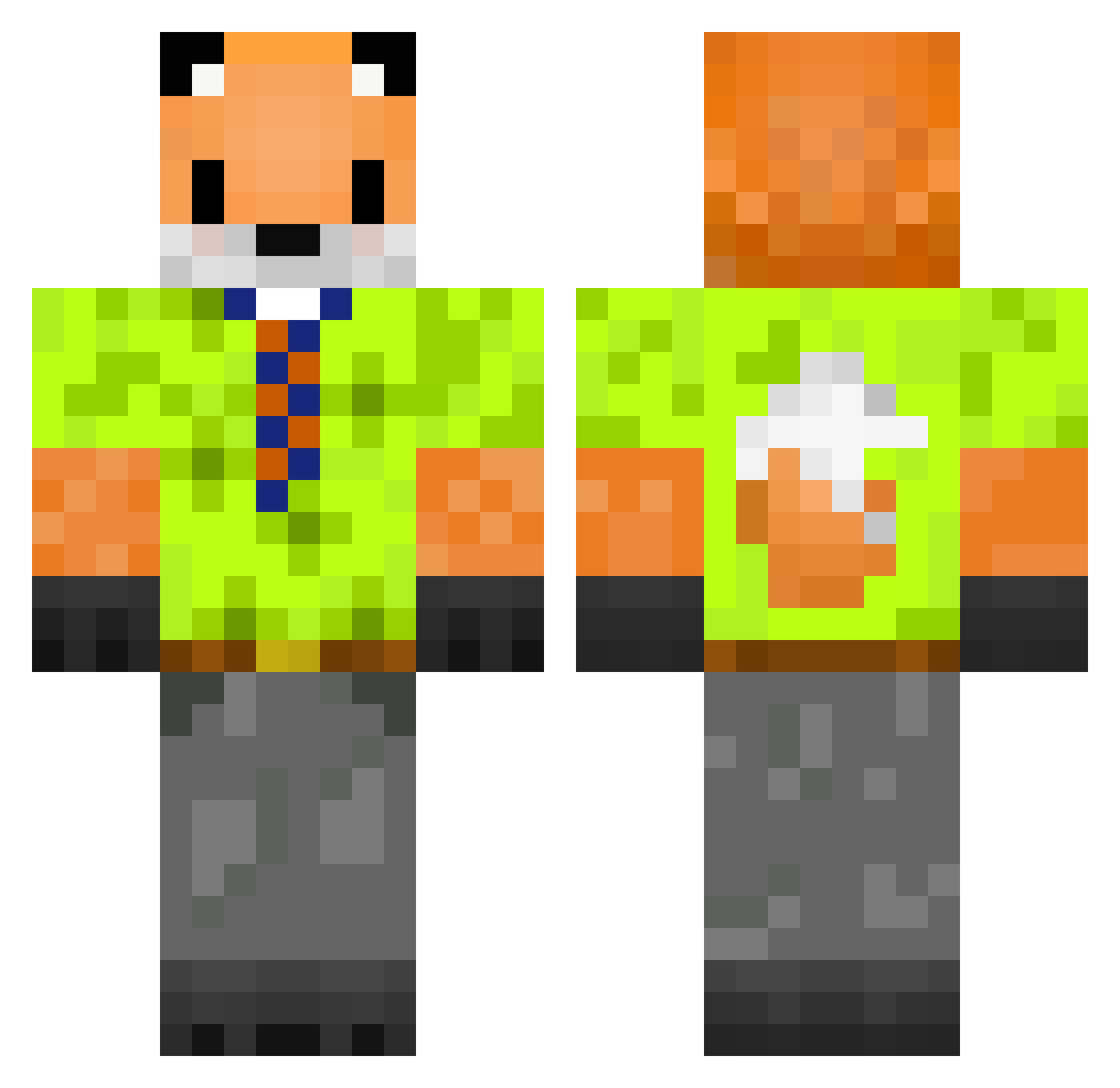 Jkkw Minecraft skin, front and back view