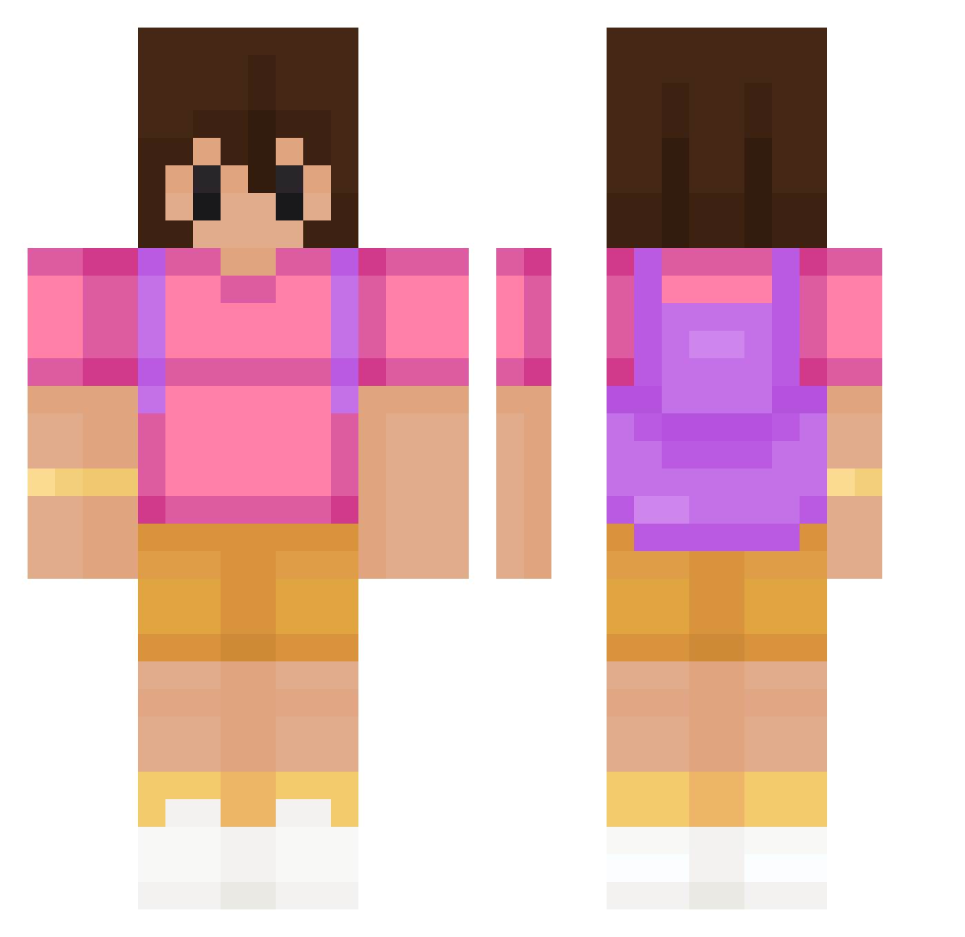 DaraTheExplorer Minecraft skin, front and back view