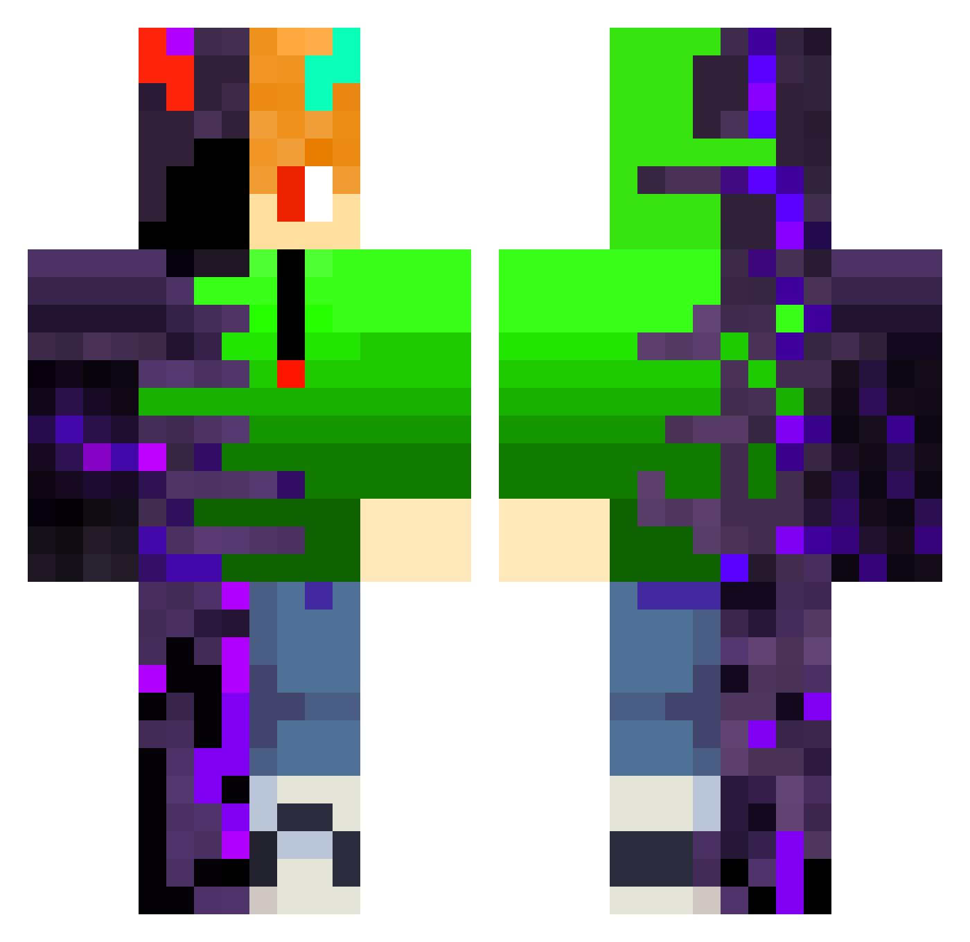 _itzApacher Minecraft skin, front and back view