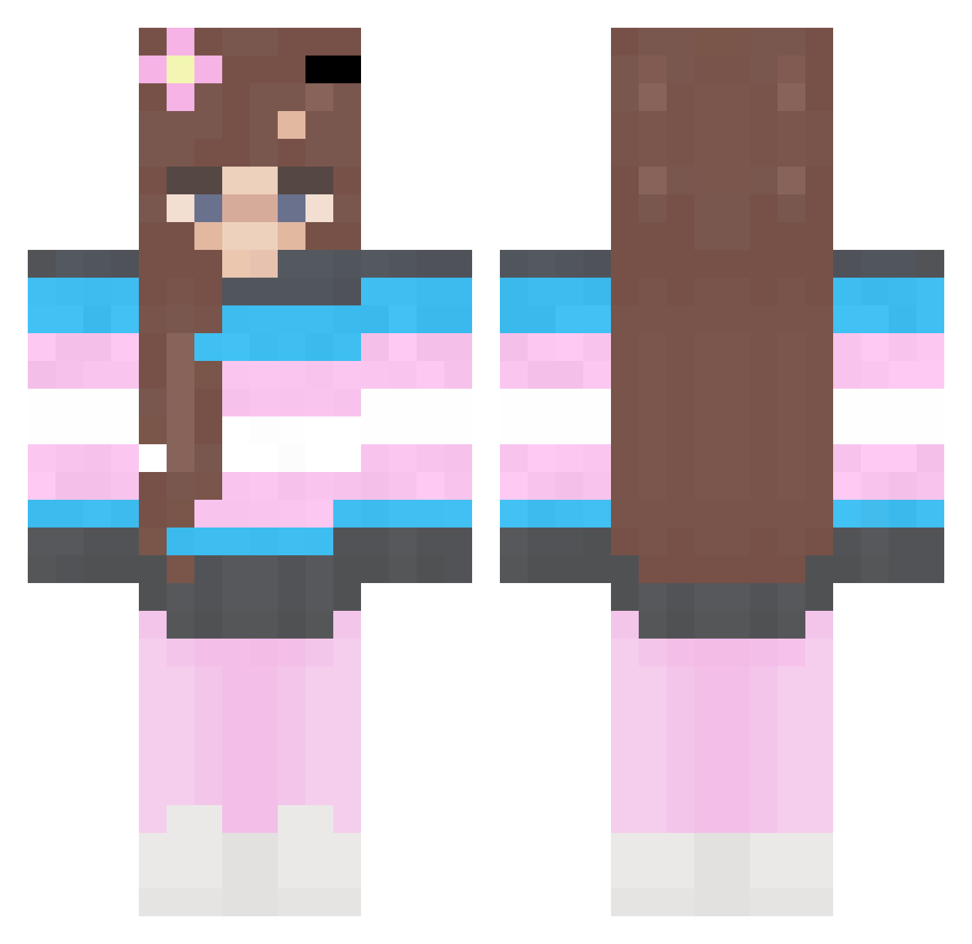 Pikachuda2020 Minecraft skin, front and back view