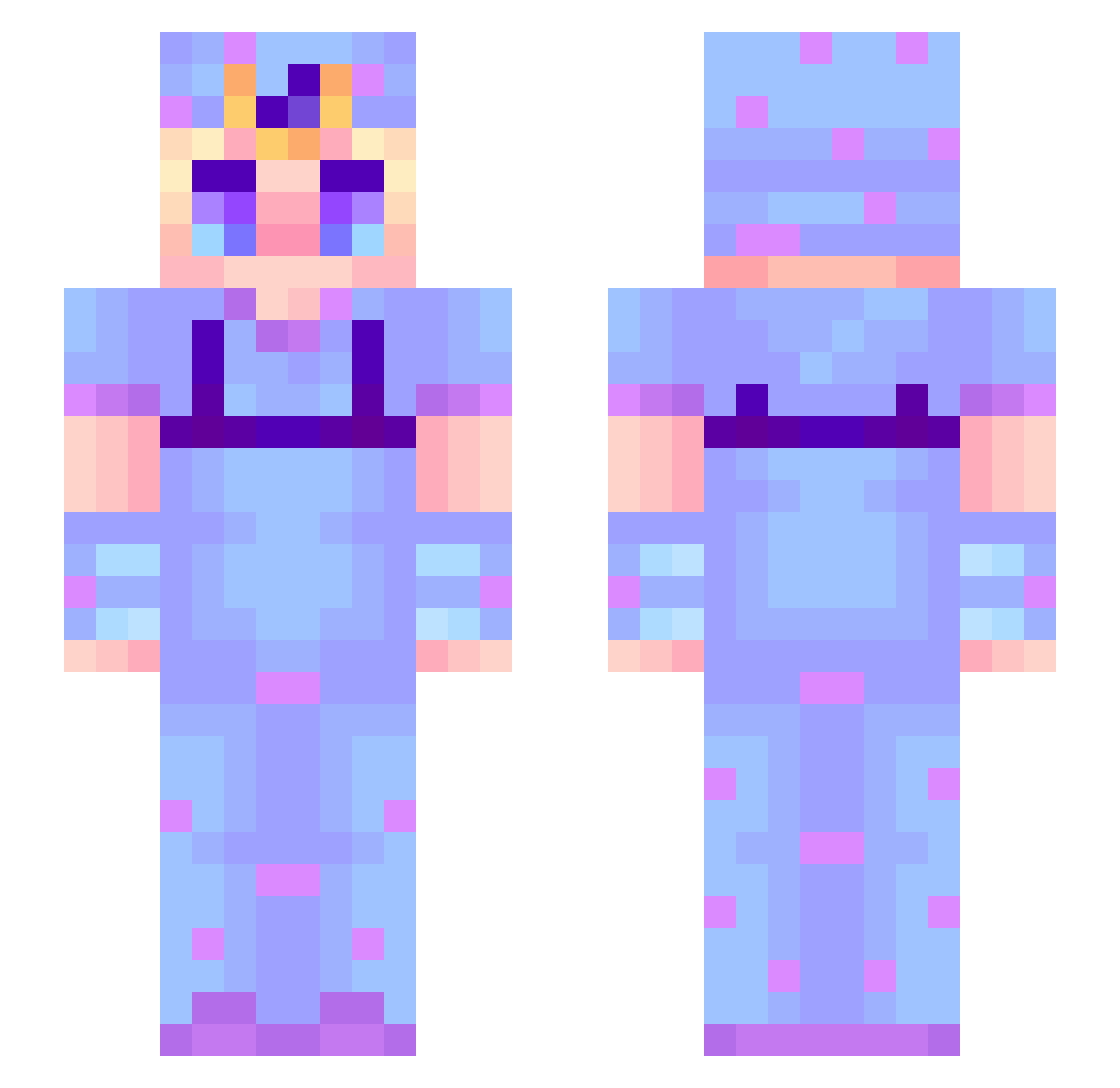 Toortux Minecraft skin, front and back view