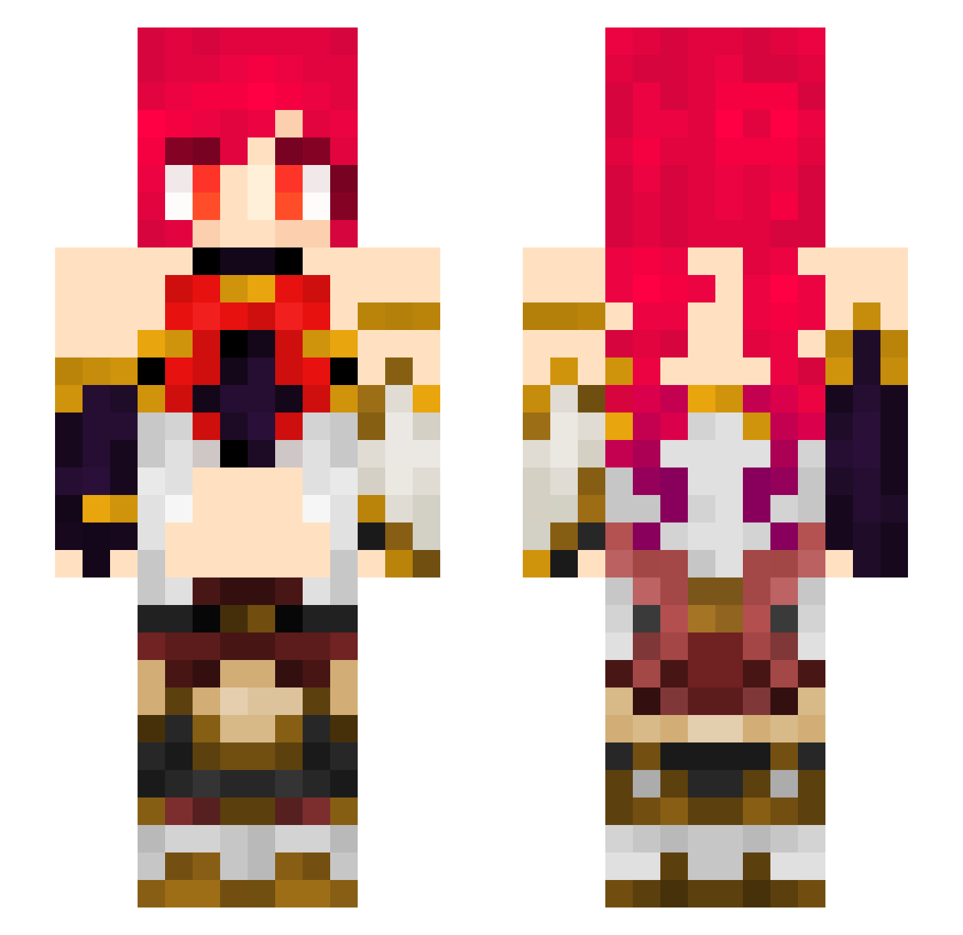 Noplop123 Minecraft skin, front and back view