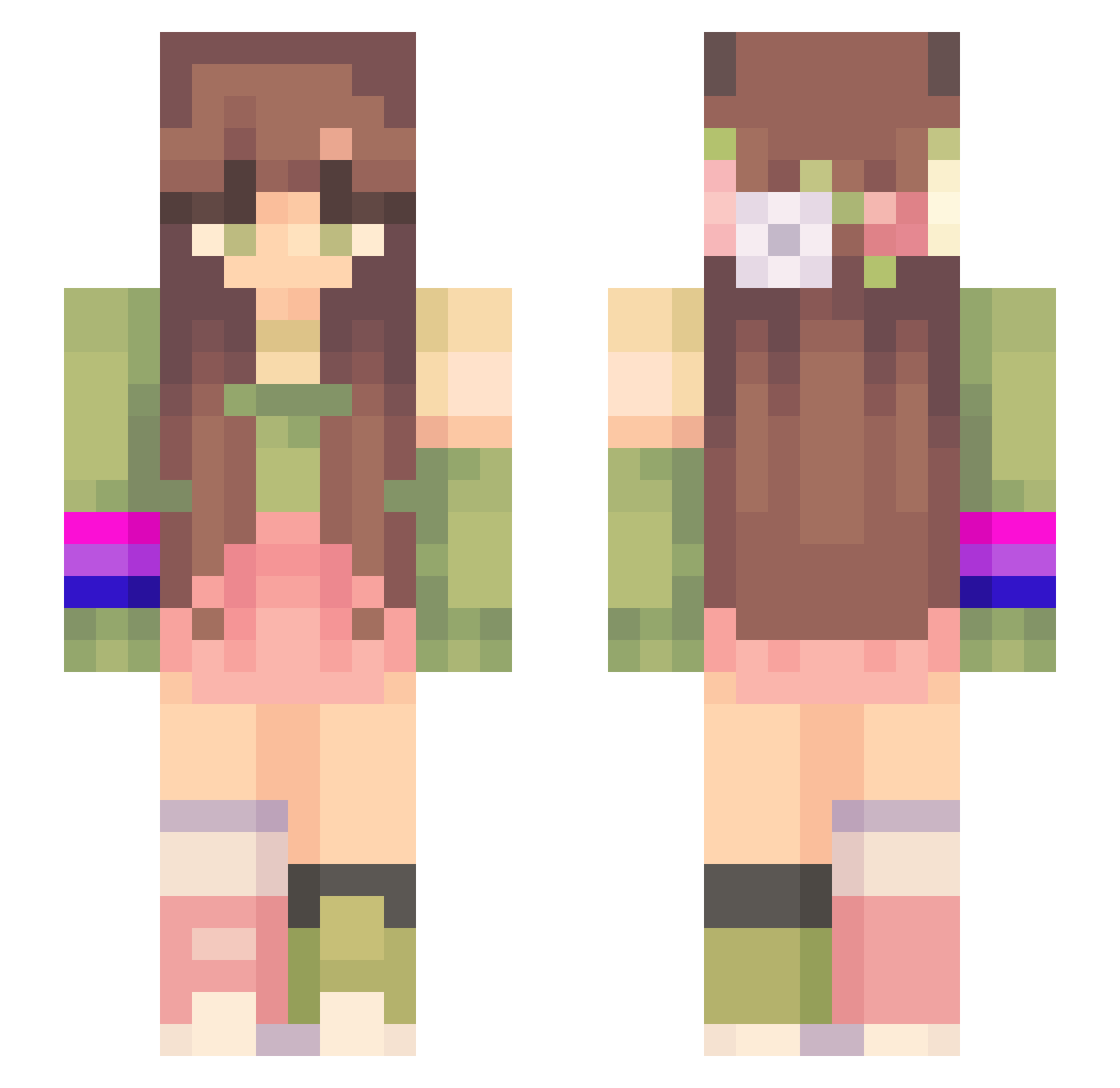 SallieCharacter Minecraft skin, front and back view