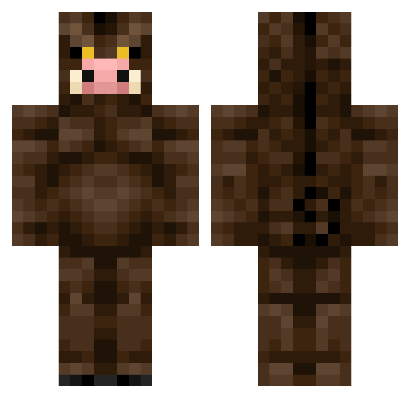 Asgnir Minecraft skin, front and back view