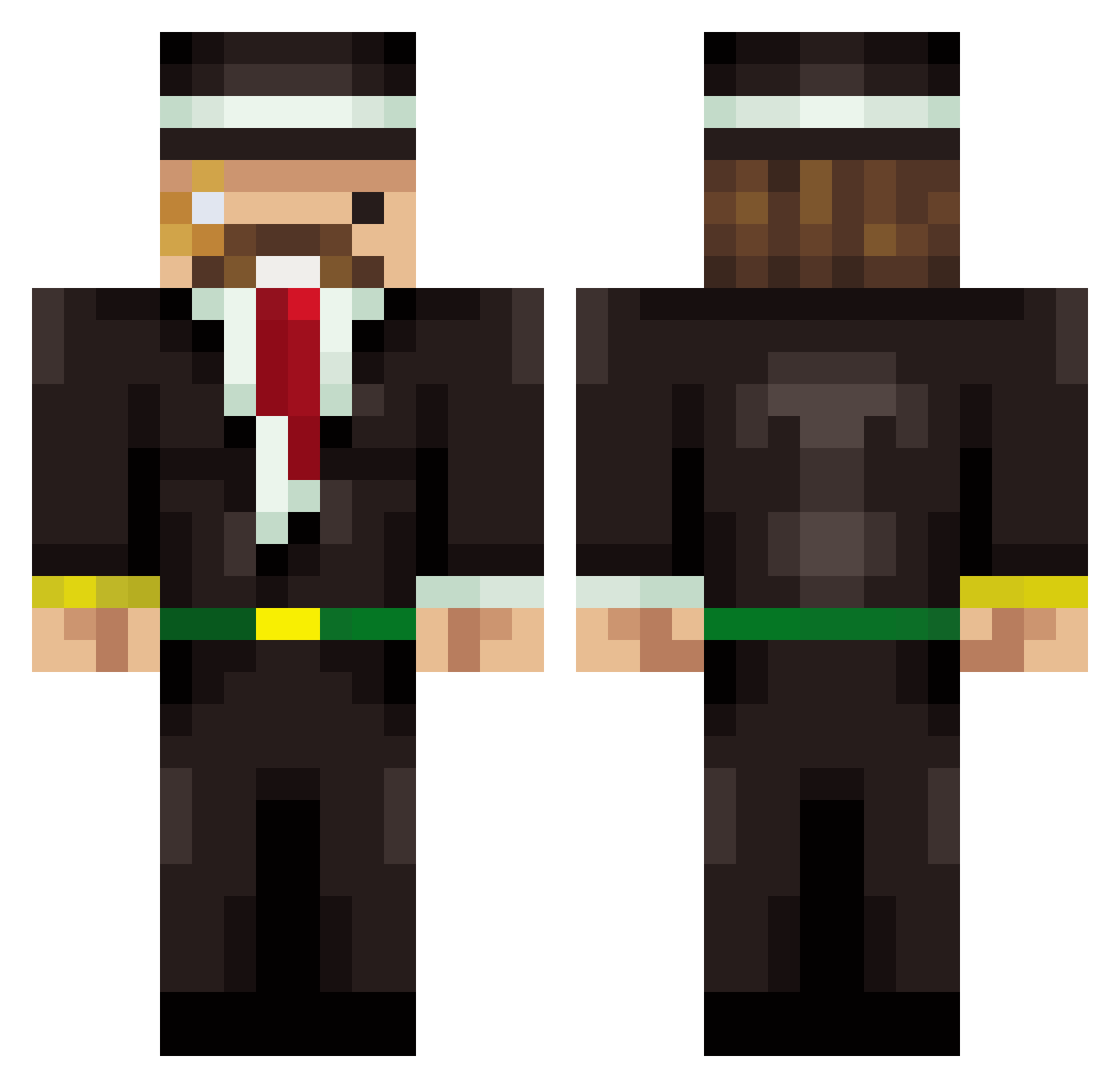 Dax1337 Minecraft skin, front and back view