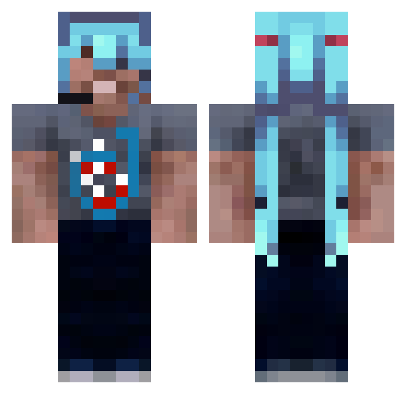 jaxtopia Minecraft skin, front and back view