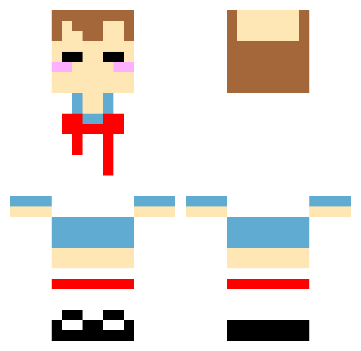 Levedery Minecraft skin, front and back view