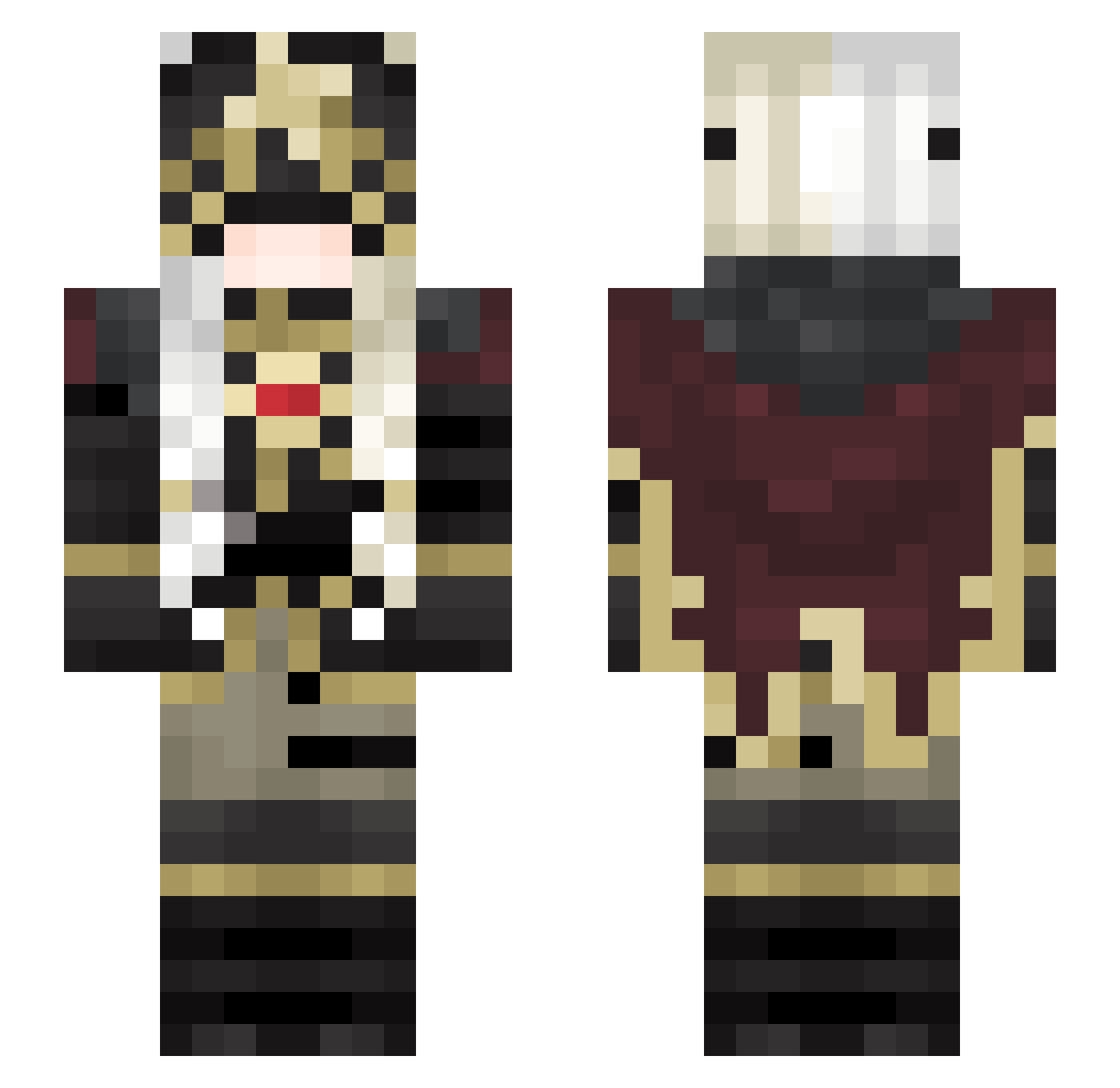 ViaWhite Minecraft skin, front and back view
