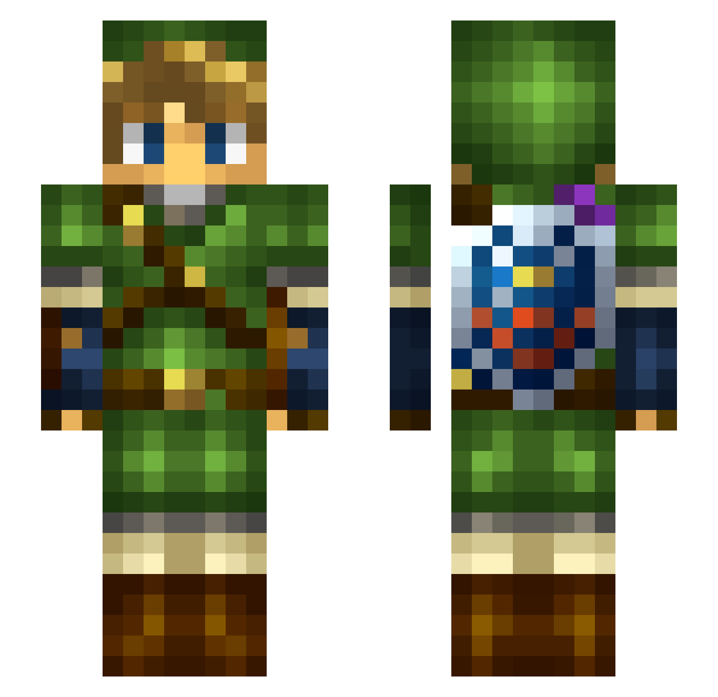 Ctoaster Minecraft skin, front and back view