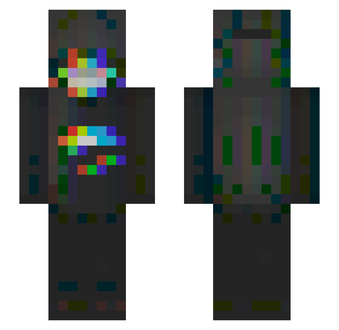 Yukxx Minecraft skin, front and back view