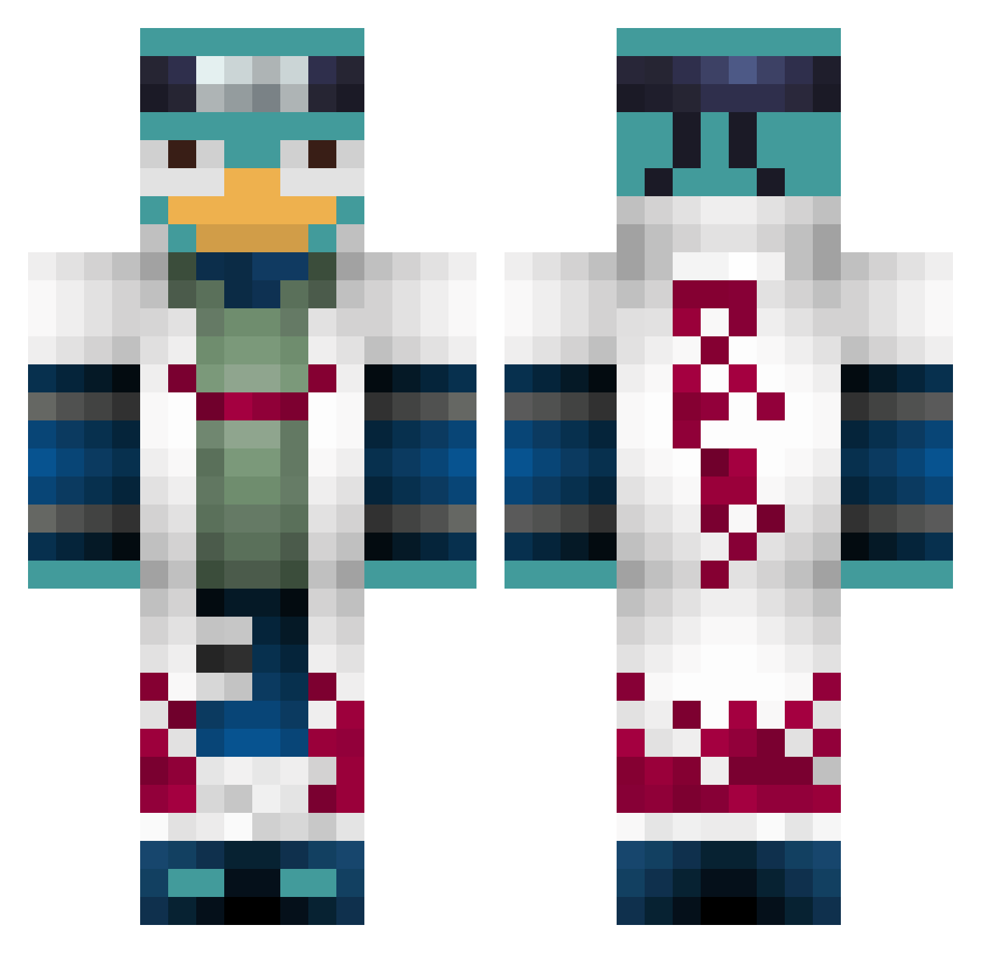 Stevens1424 Minecraft skin, front and back view
