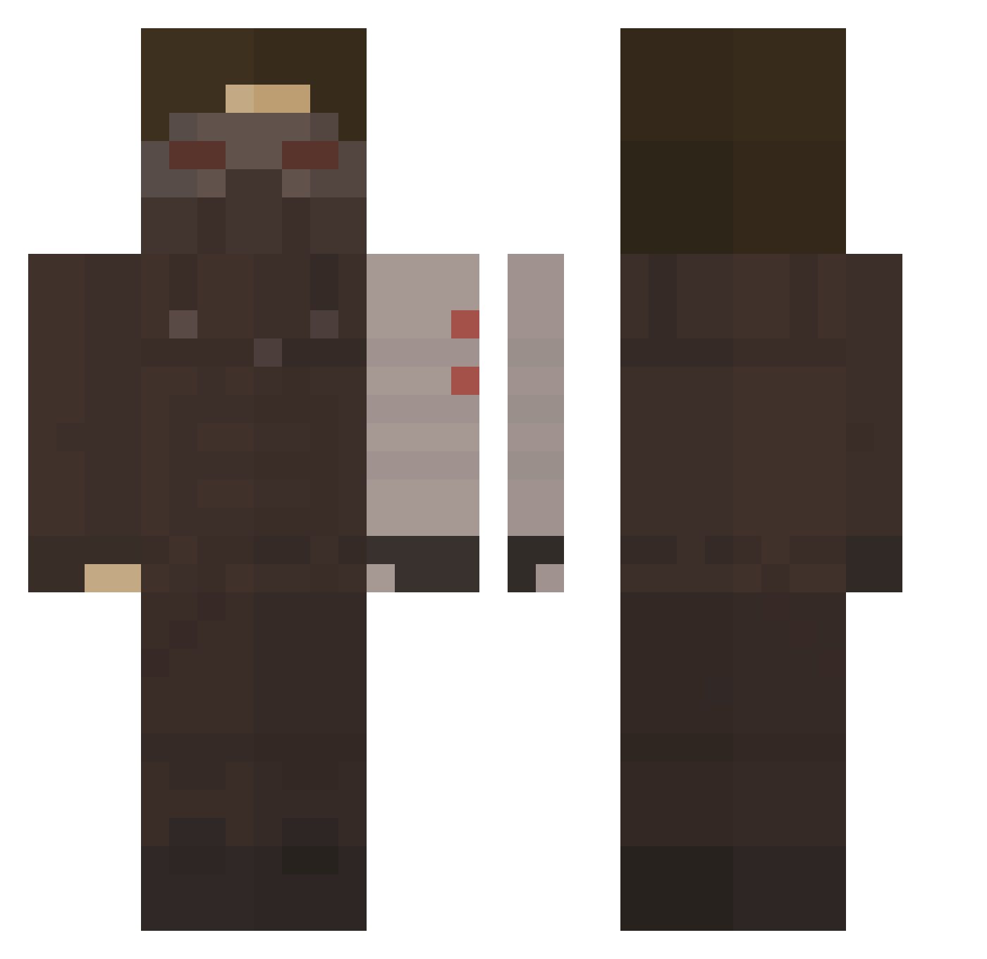 TaNoo Minecraft skin, front and back view