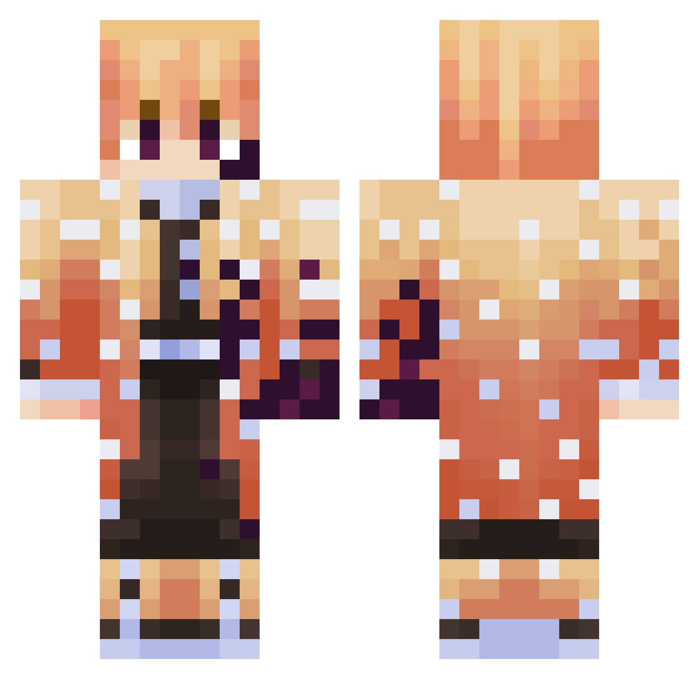 Miguelazio Minecraft skin, front and back view