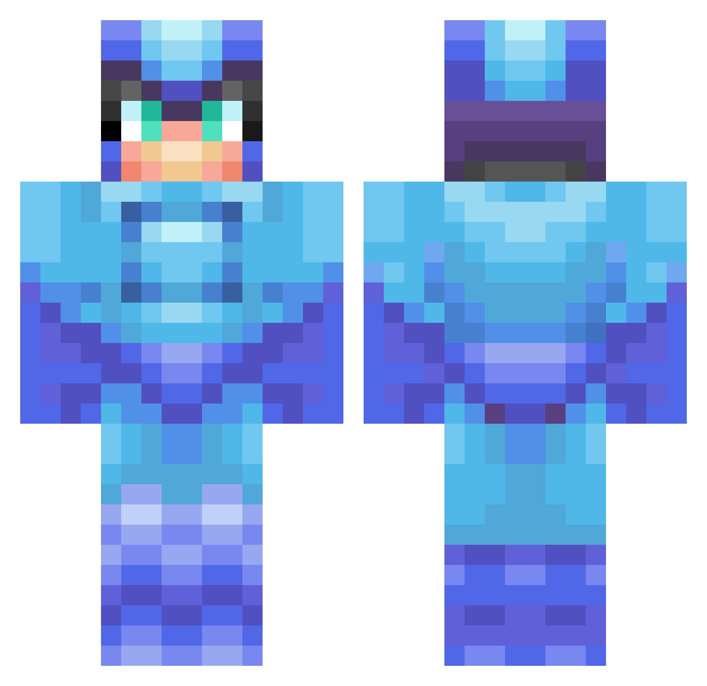 Chopscissors Minecraft skin, front and back view