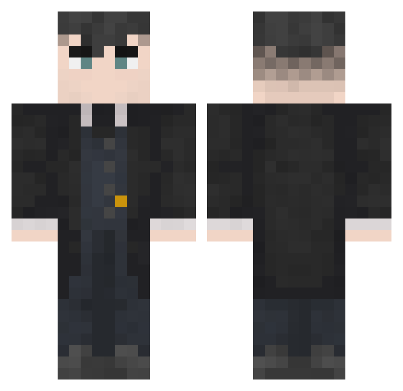MrFiish Minecraft skin, front and back view