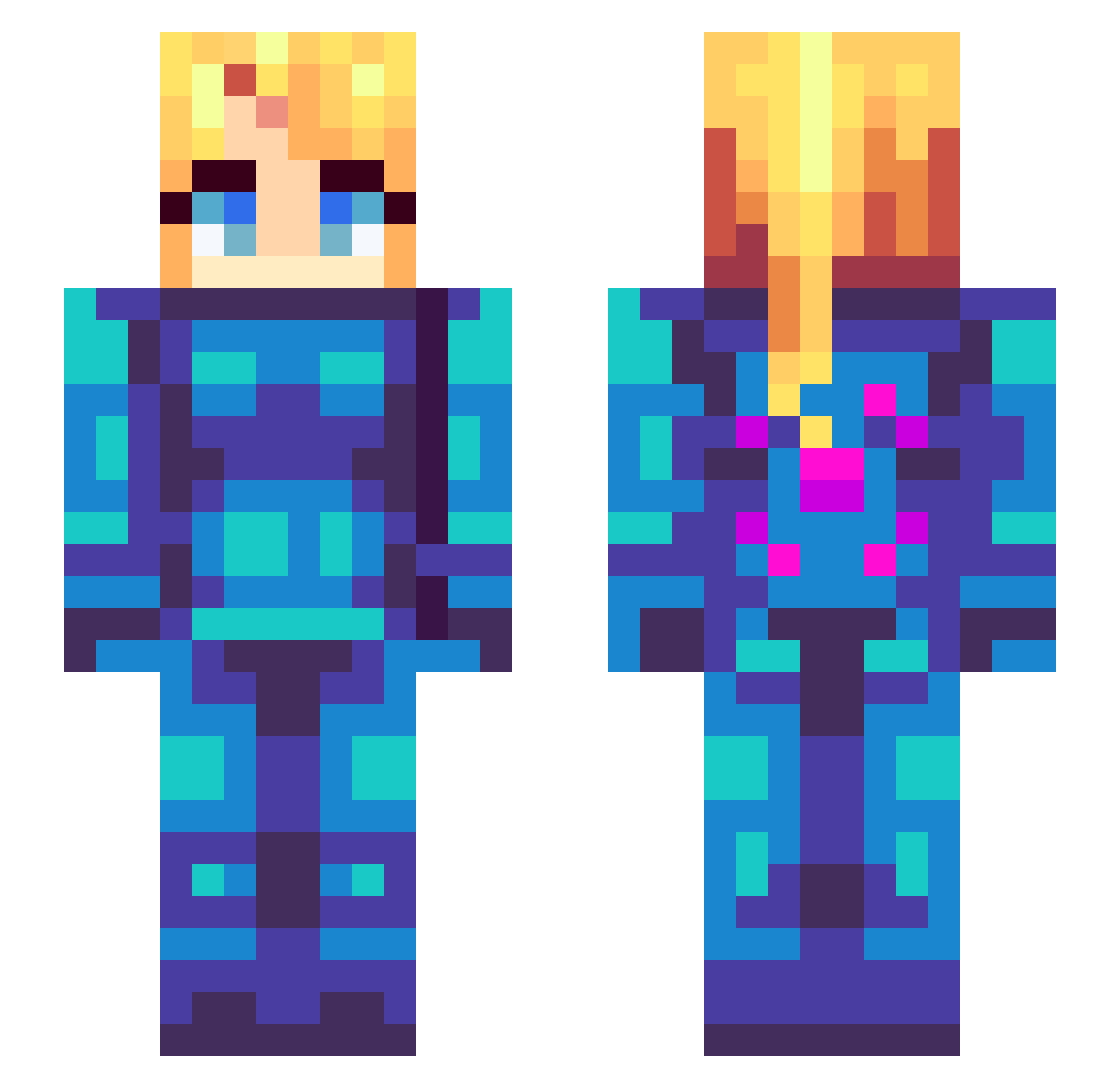 Meagerly Minecraft skin, front and back view