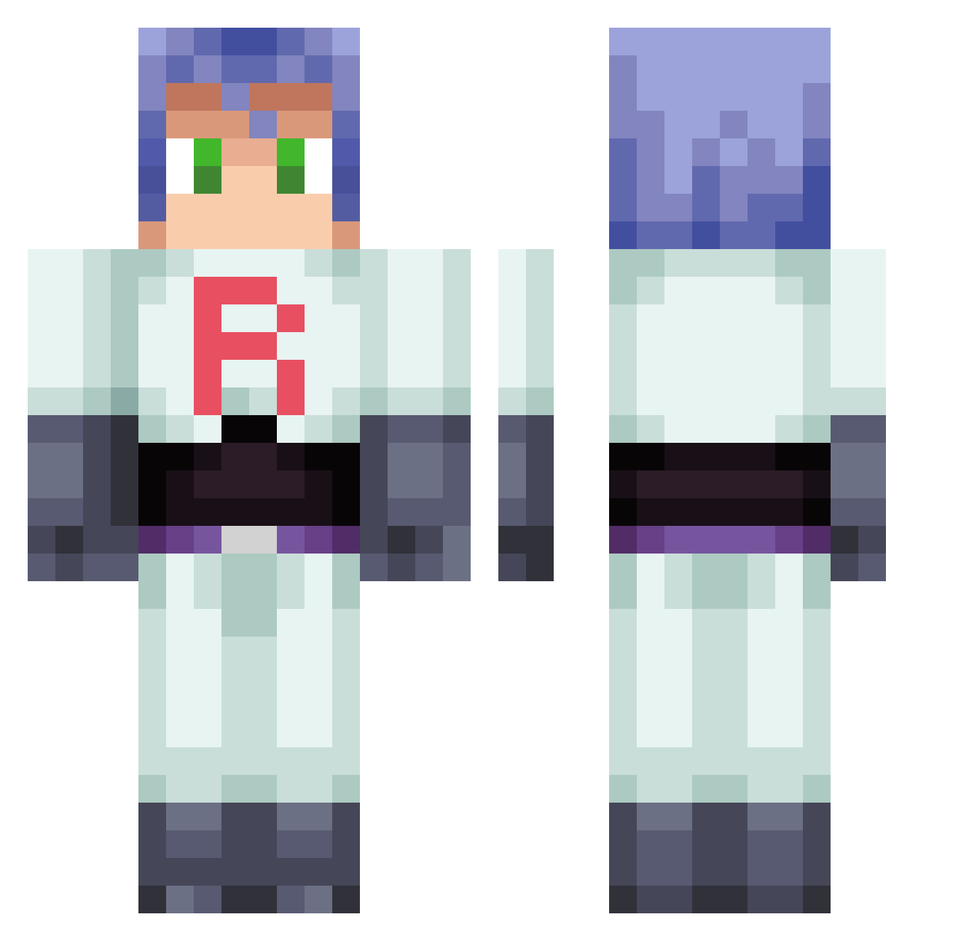 Yugasa Minecraft skin, front and back view