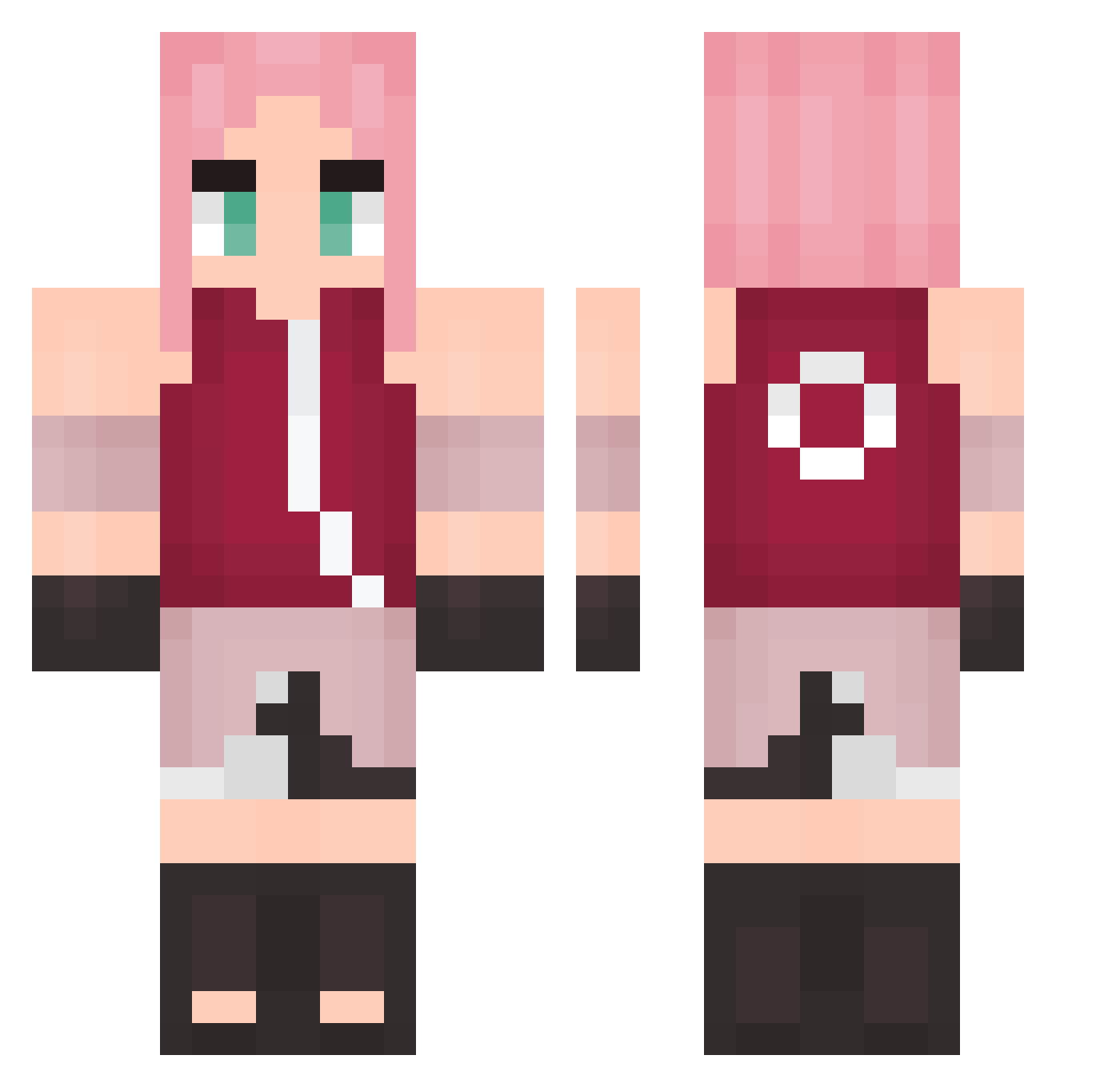 lettucethighs Minecraft skin, front and back view