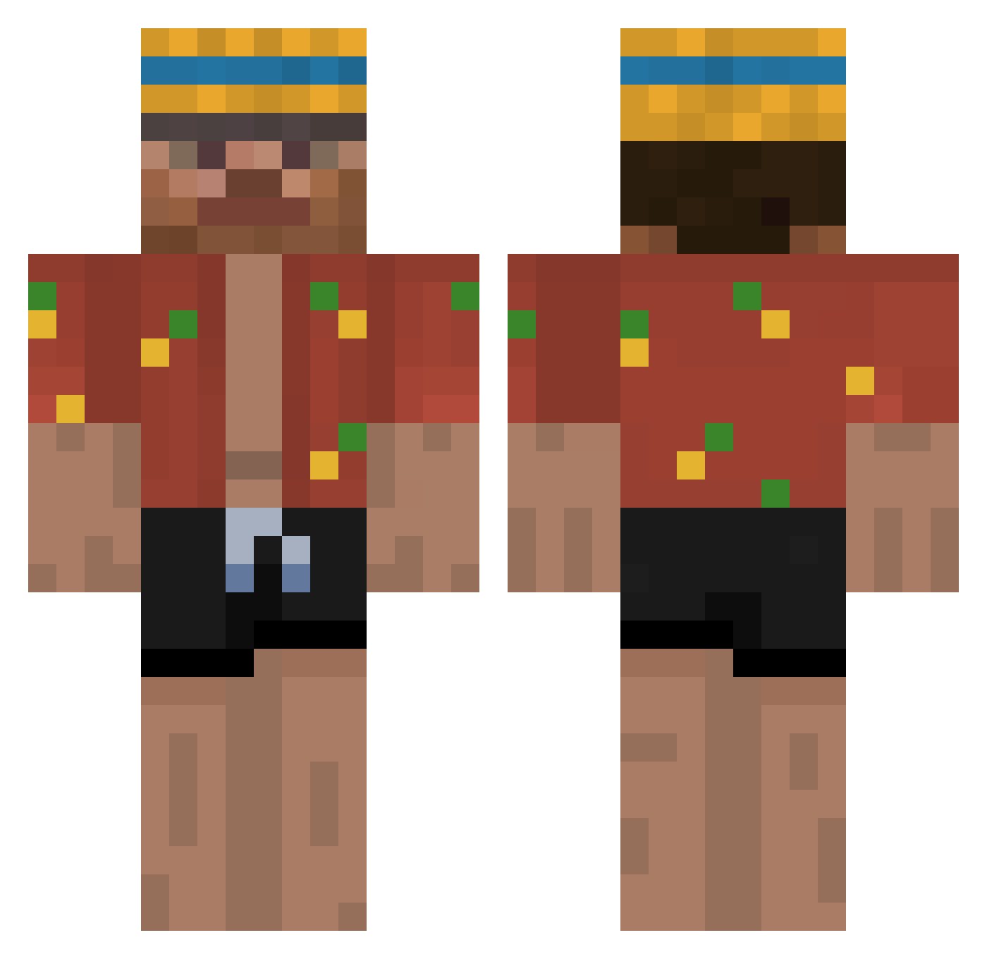 StephenZbV Minecraft skin, front and back view