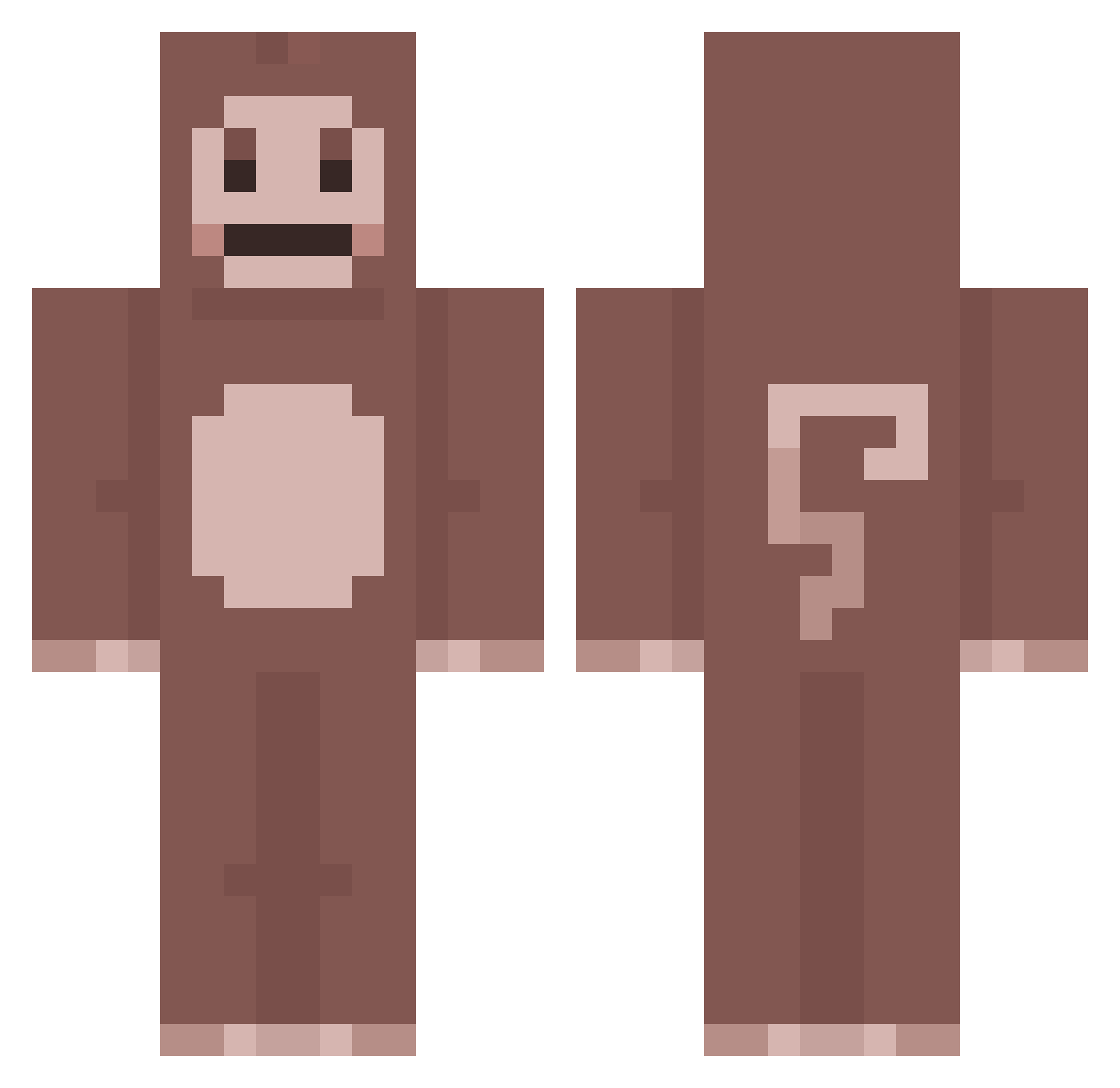 shove Minecraft skin, front and back view
