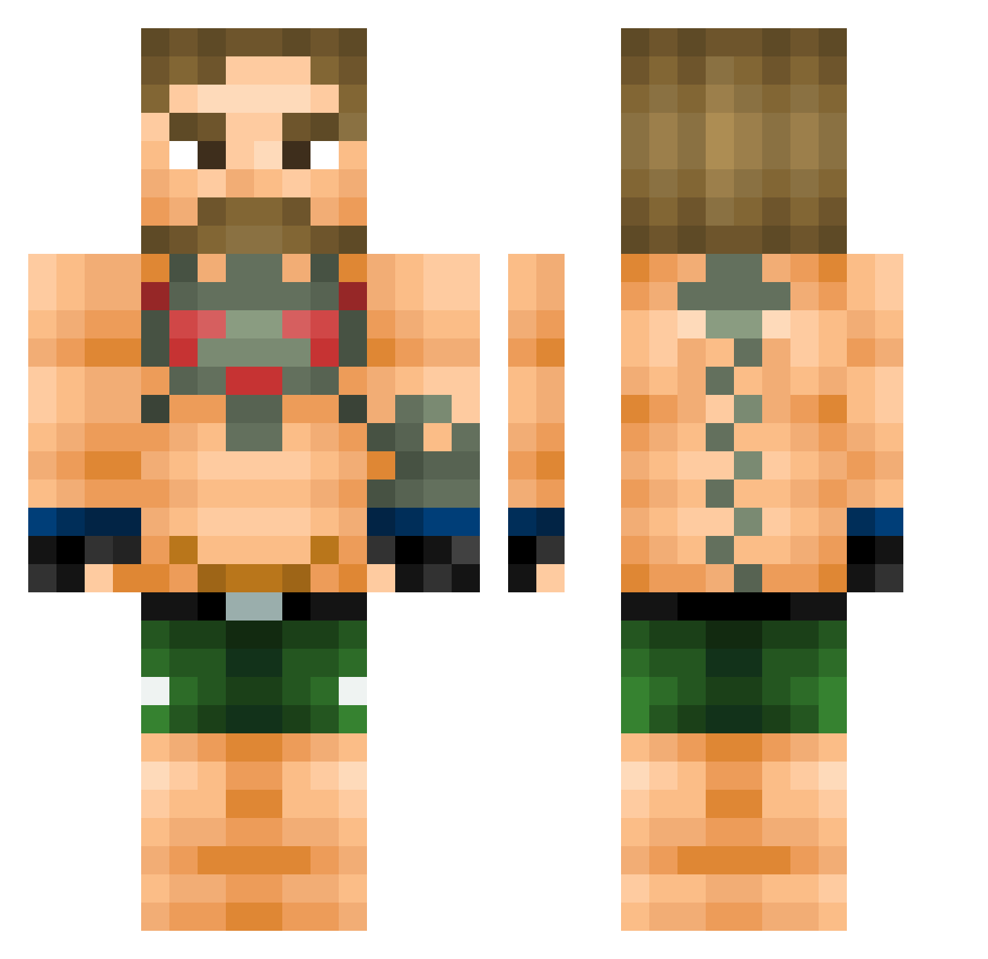 Kozump Minecraft skin, front and back view