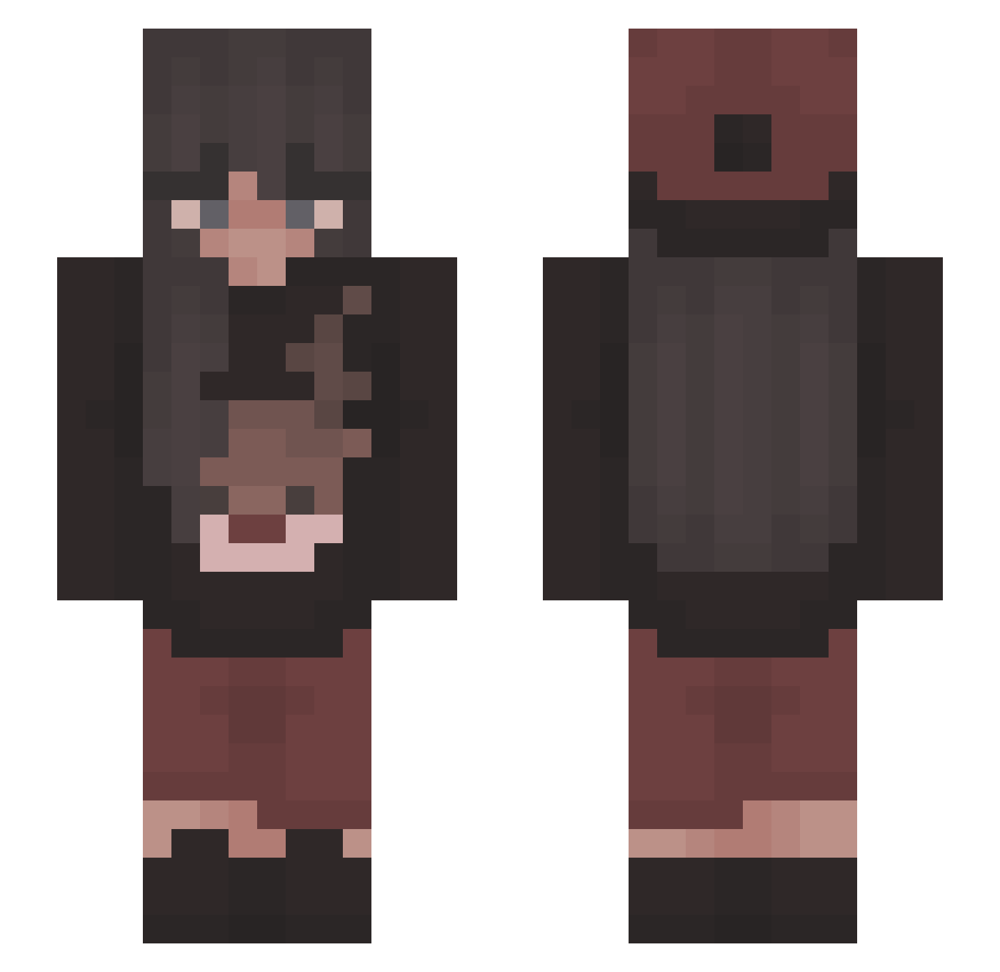 Saasnotfound Minecraft skin, front and back view