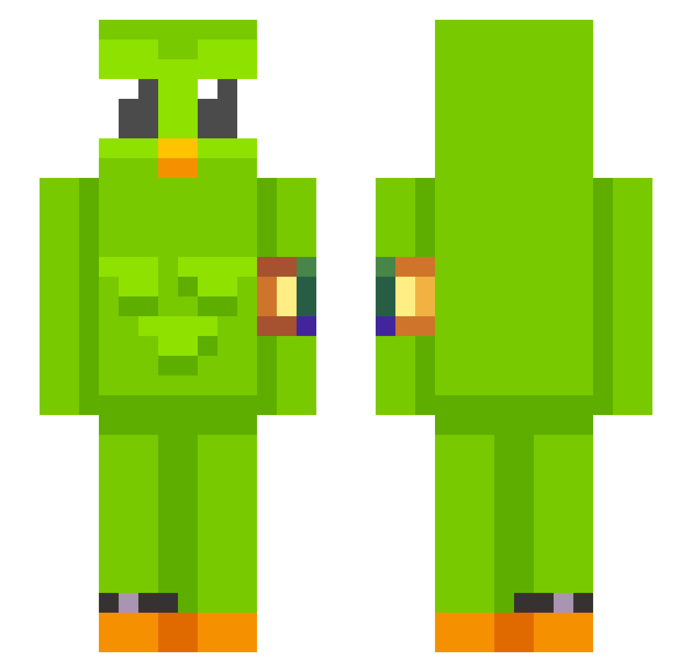 rotatik Minecraft skin, front and back view