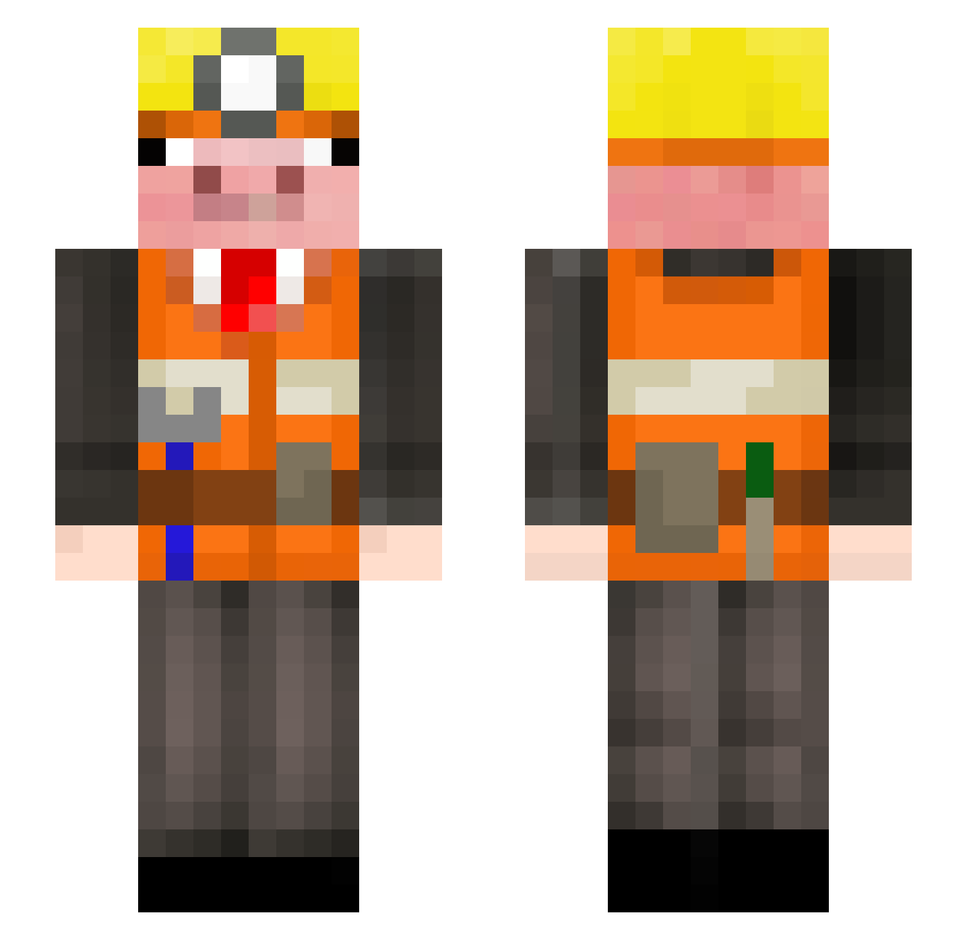 Bearik1 Minecraft skin, front and back view