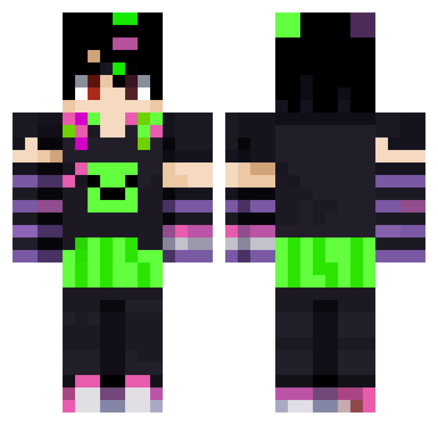 Mangdries Minecraft skin, front and back view